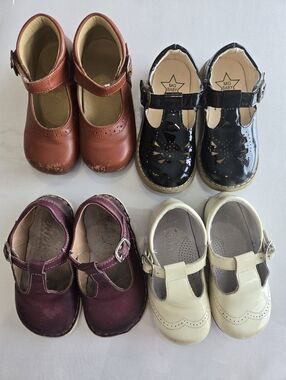 Lot Of 4 Pr Girls Size 23 Shoes Buckle Mary Jane Leather